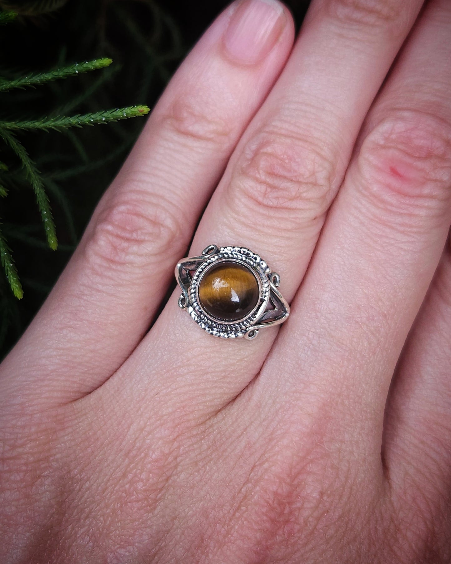 Tiger's eye 925 sterling silver ring size: circumference 51.5 mm