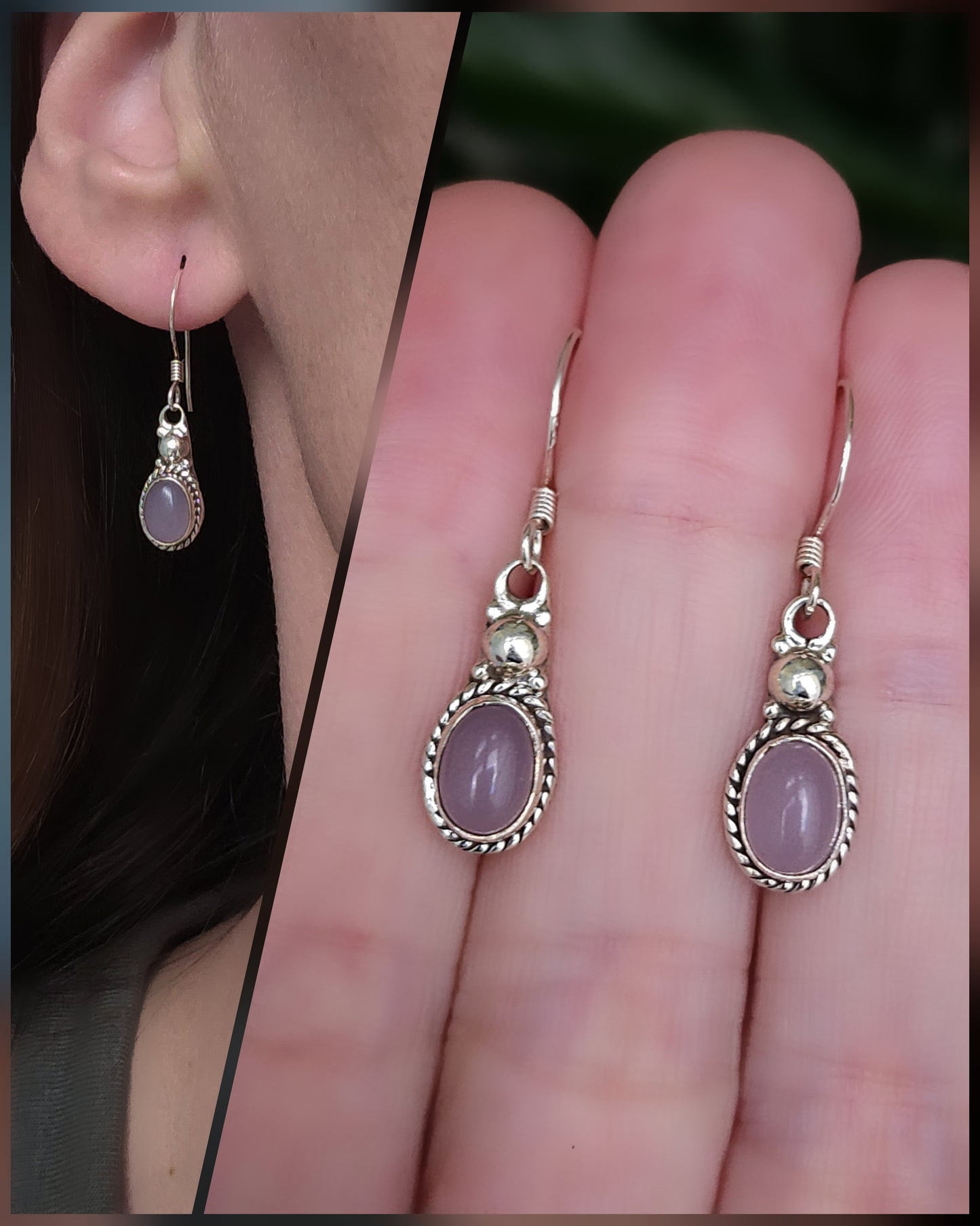 Chalcedony 925 sterling silver earrings