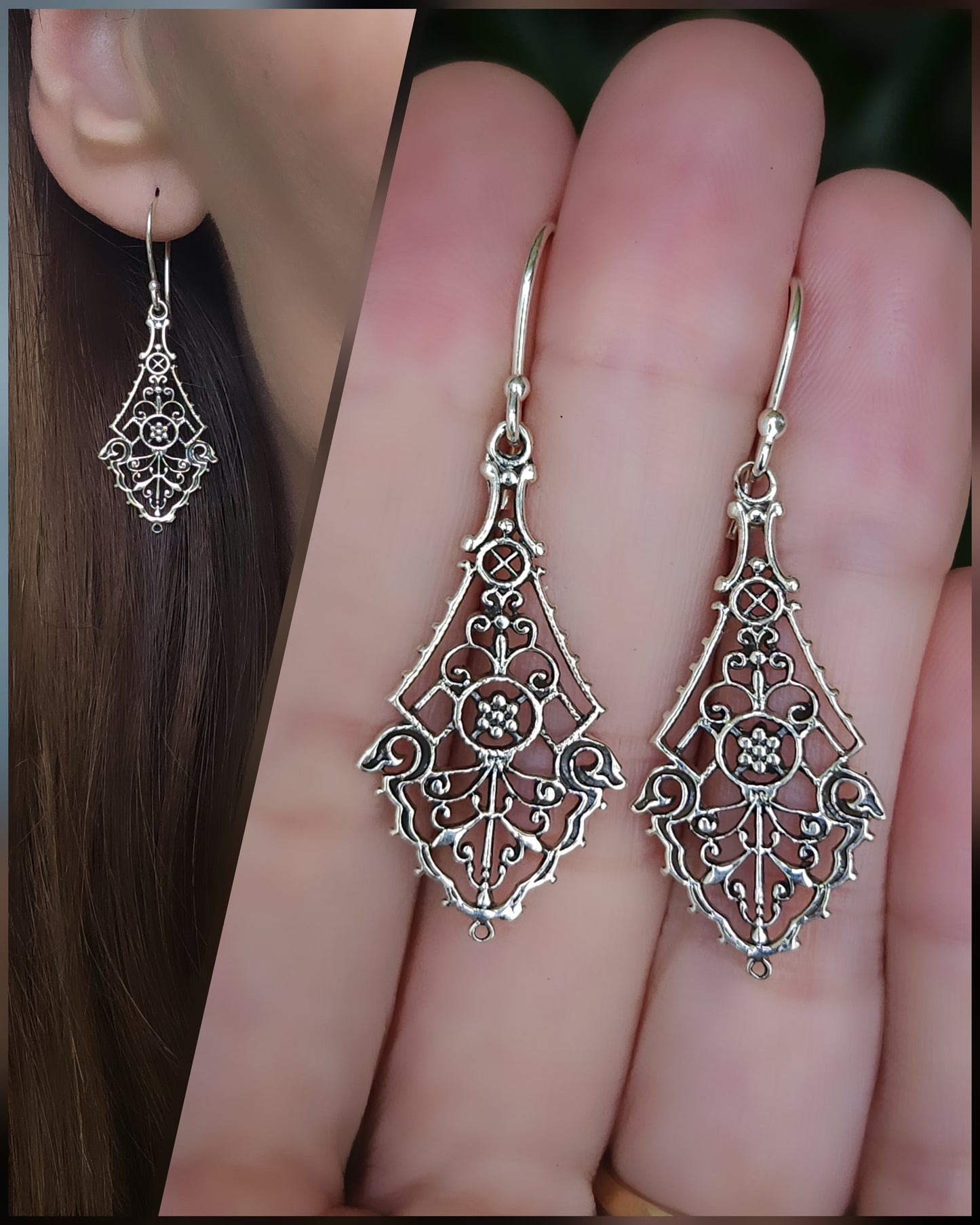 Fantasy design 925 sterling silver earrings