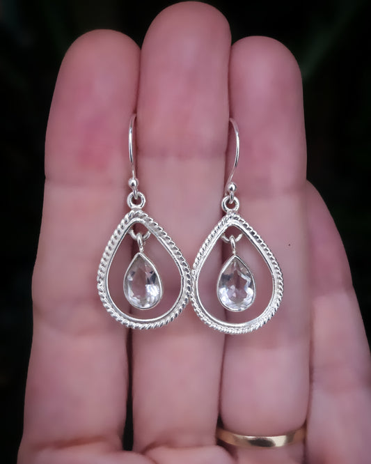 Gefacceteerde bergkristal 925 sterling zilveren oorbellen