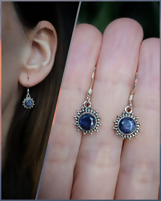 Gefacceteerde Lapis lazuli 925 sterling zilveren oorbellen