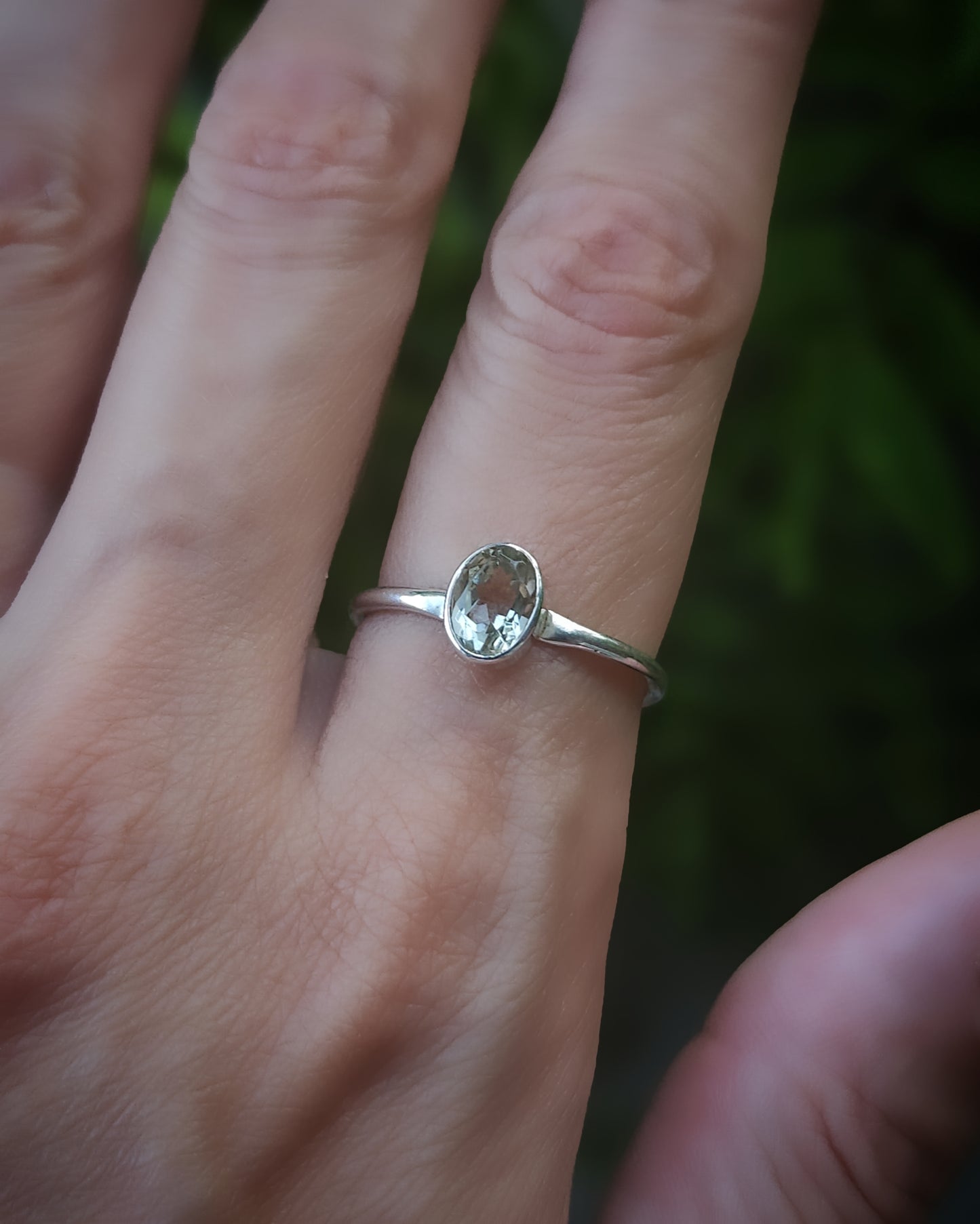 Groene gefacceteerde amethist 925 sterling zilveren ring maat: omtrek 59 mm