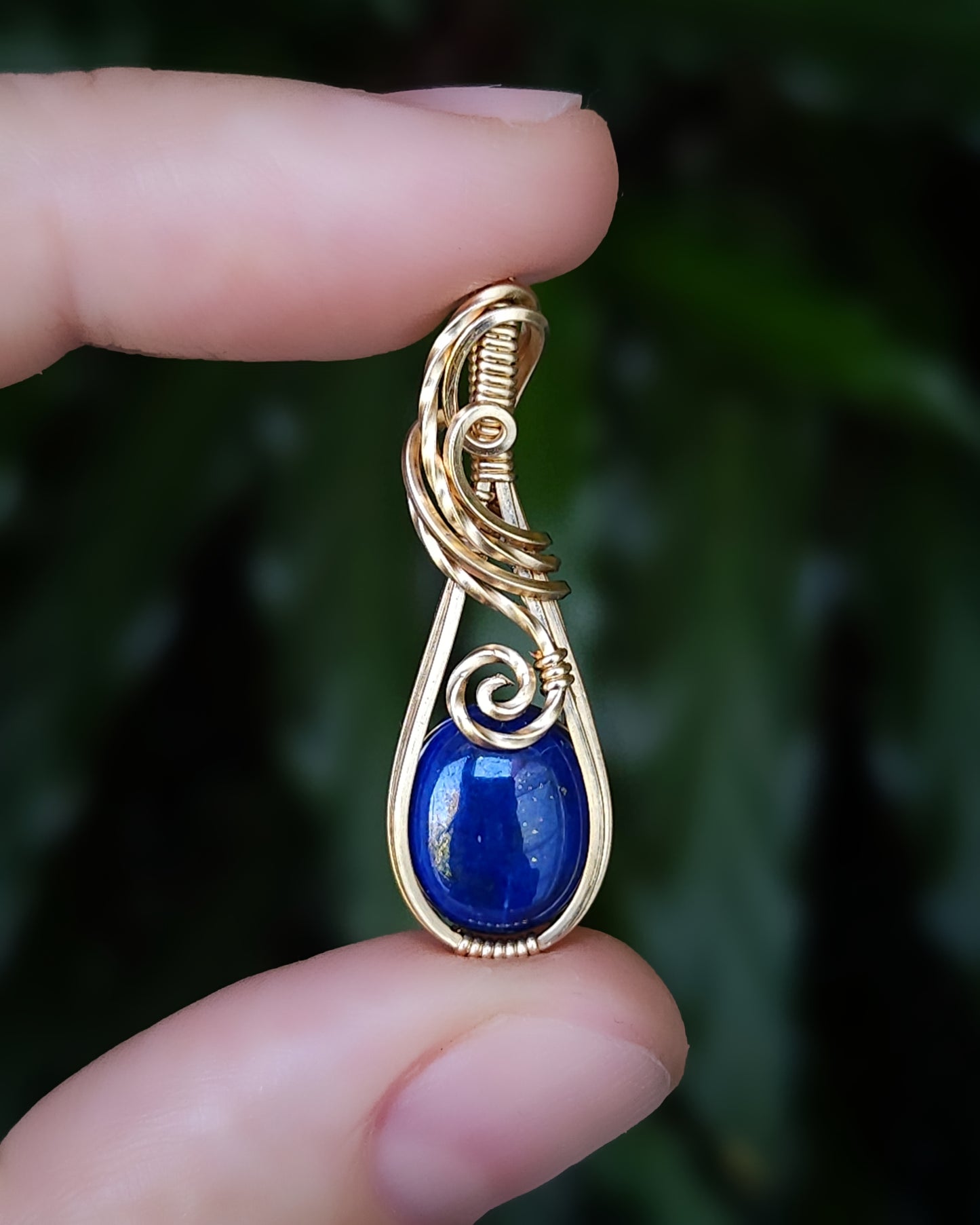 Lapis lazuli 14k goldfill wire wrap pendant