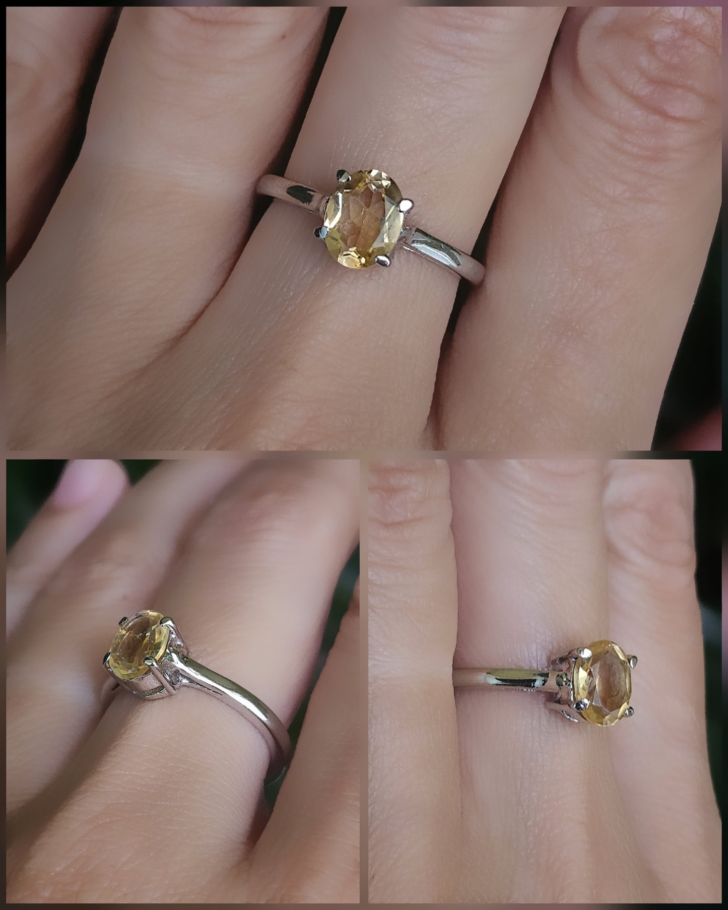 Faceted citrine 925 sterling silver ring Indian size 15.5 (inner circumference 55.5 mm)