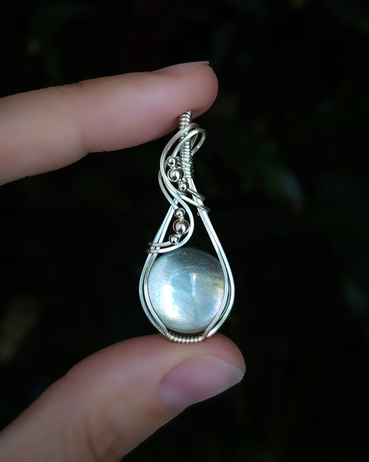 Kwarts en parelmoer doublet 925 sterling zilver wire wrap