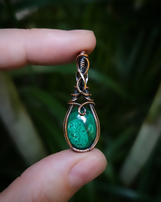 Malachiet antiek koper wire wrap hanger