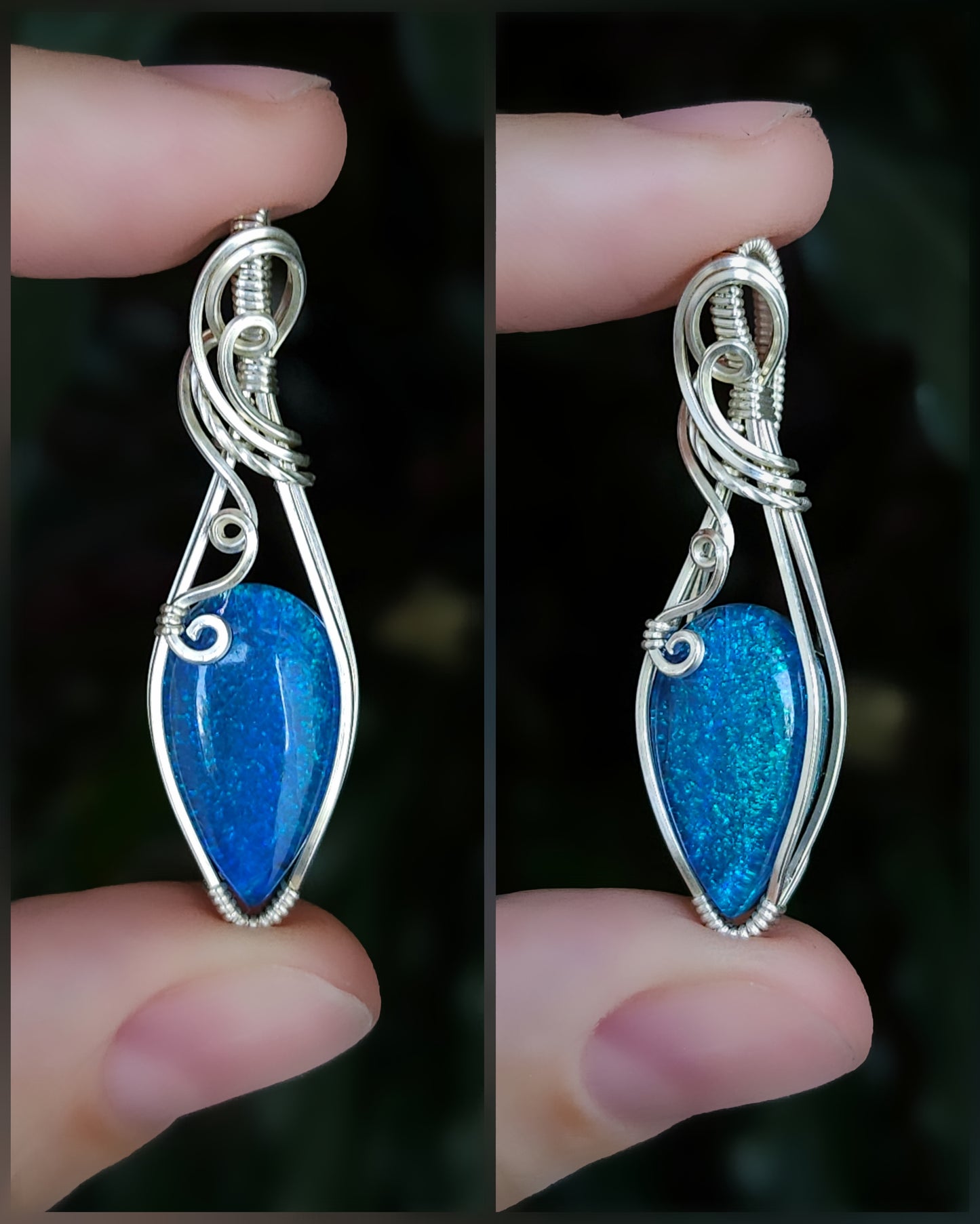 Monarch opaal (manmade) 925 sterling zilver wire wrap