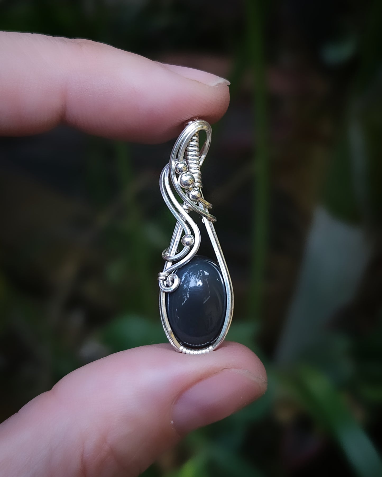 Obsidiaan 925 sterling zilver wire wrap hanger (CUSTOM voor Sabrina / laatste betaling van €37,50)