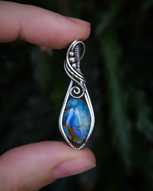 Monarch opaal (manmade) antiek 925 sterling zilver wire wrap