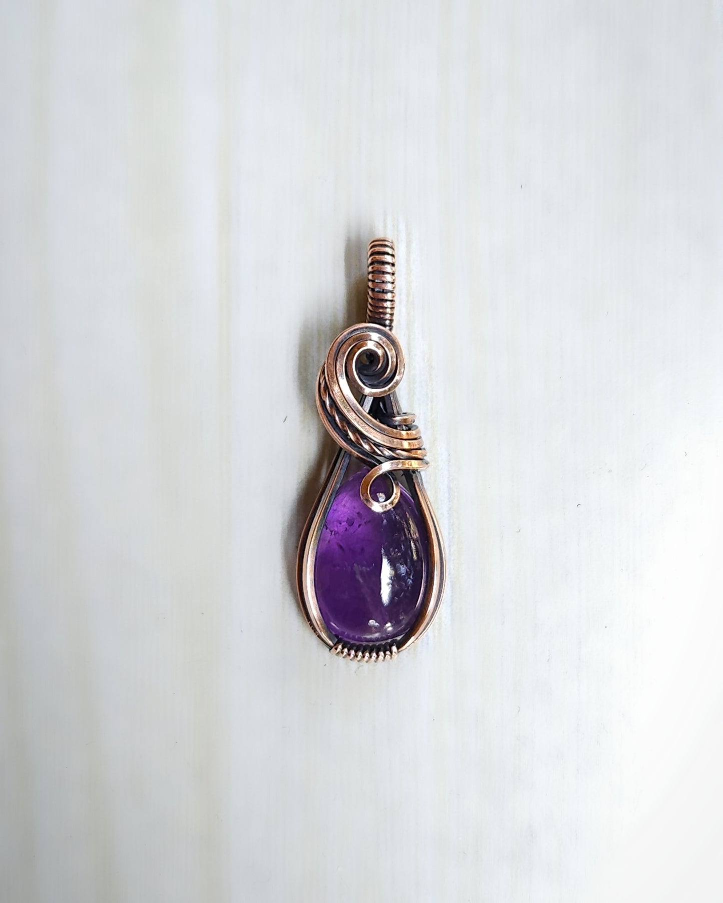 Amethist antiek koper wire wrap hanger