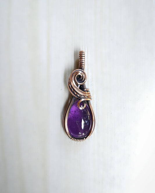 Amethist antiek koper wire wrap hanger