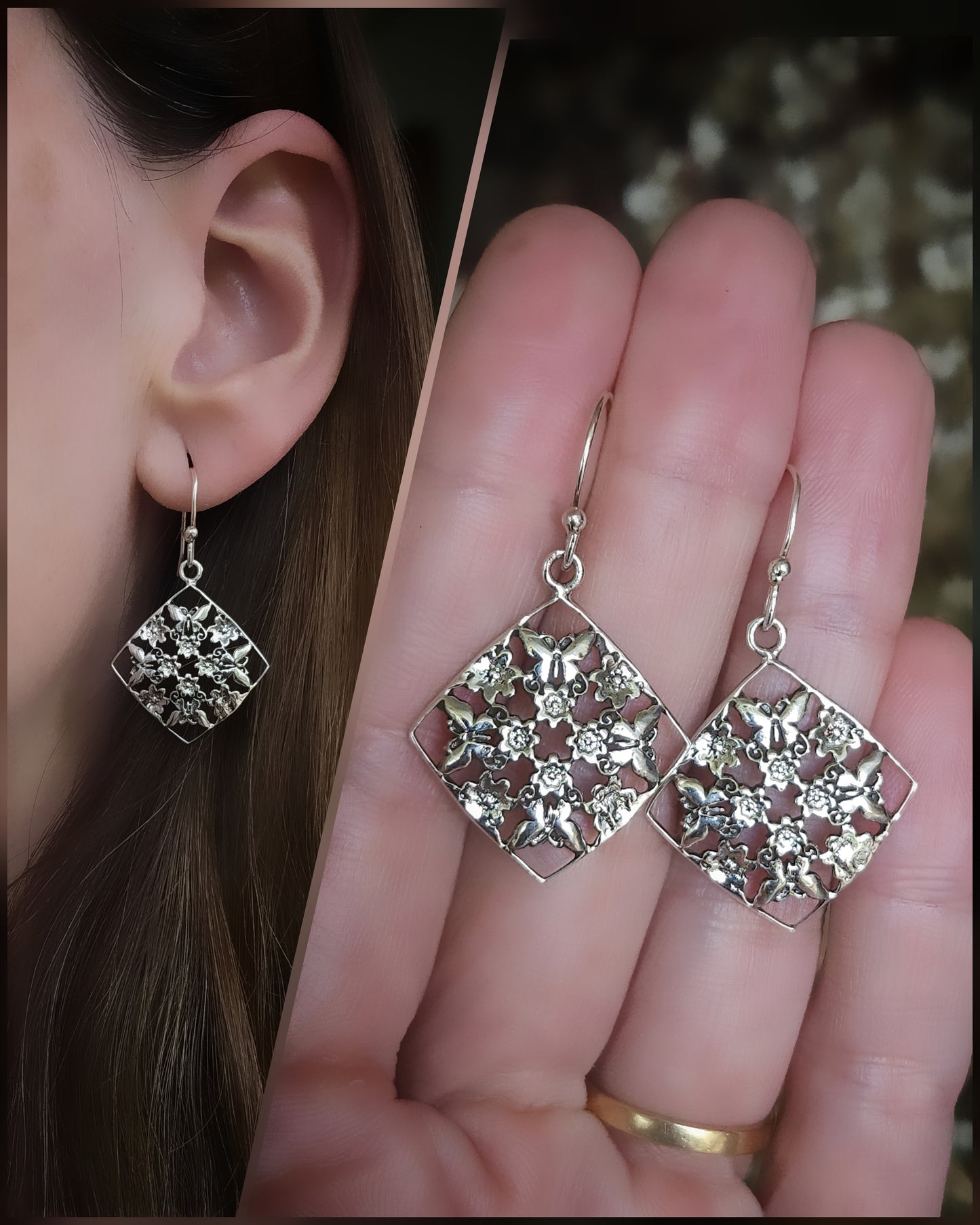 Bloemetjes en vlinders design 925 sterling zilveren oorbellen