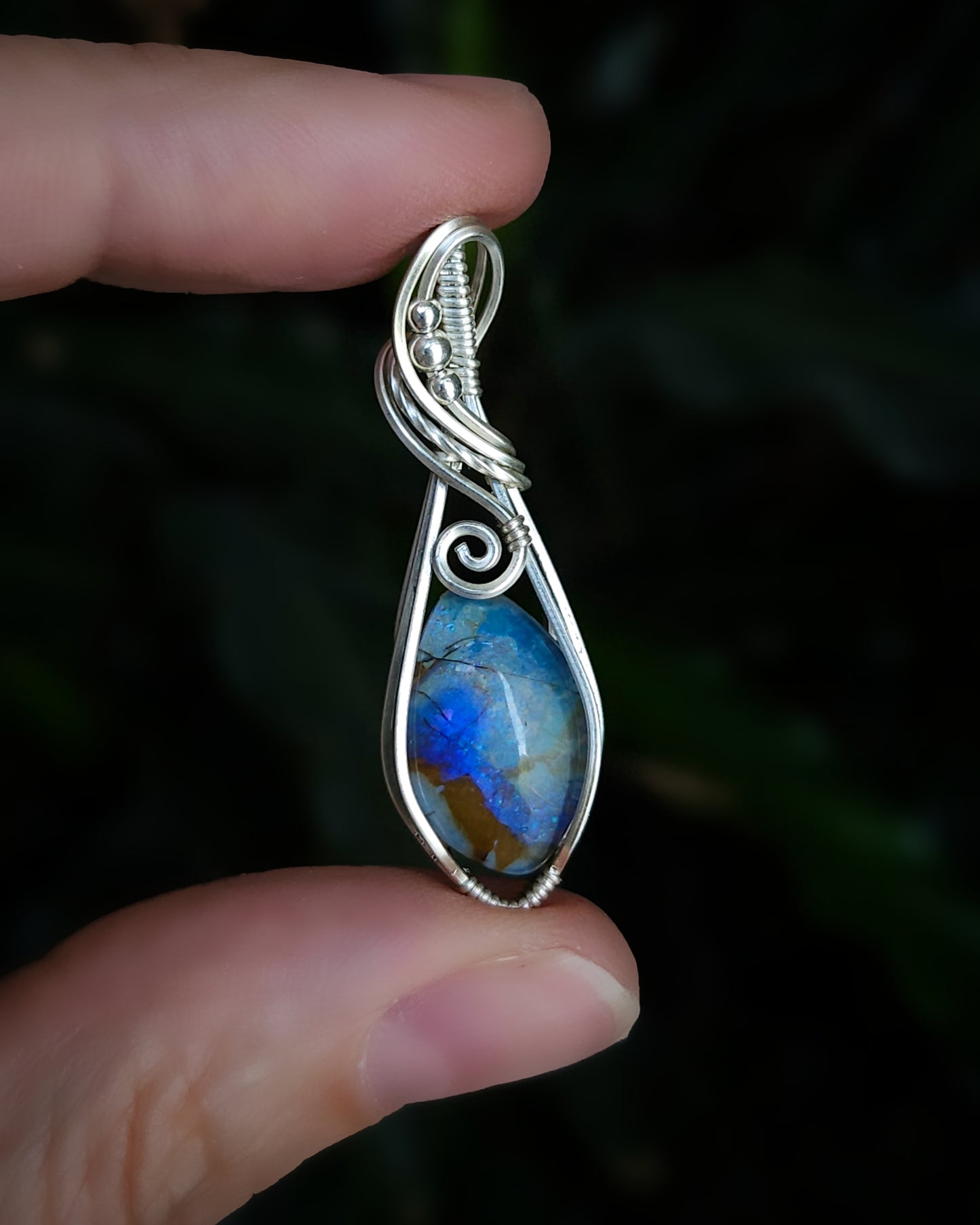 Monarch opaal (manmade) 925 sterling zilver wire wrap