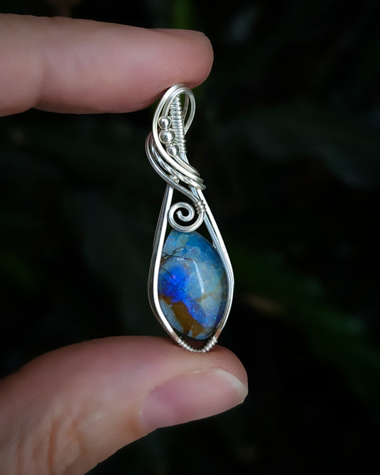 Monarch opaal (manmade) 925 sterling zilver wire wrap