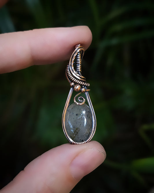 Moss agaat antiek koper wire wrap hanger