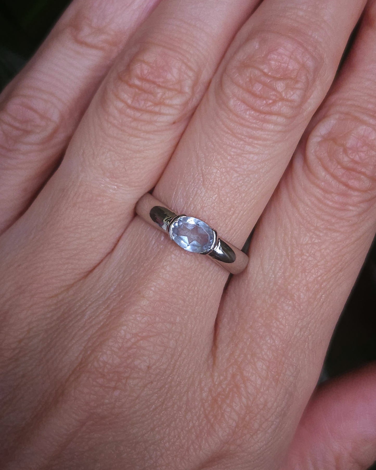 Faceted aquamarine 925 sterling silver ring size: circumference 57.5 mm