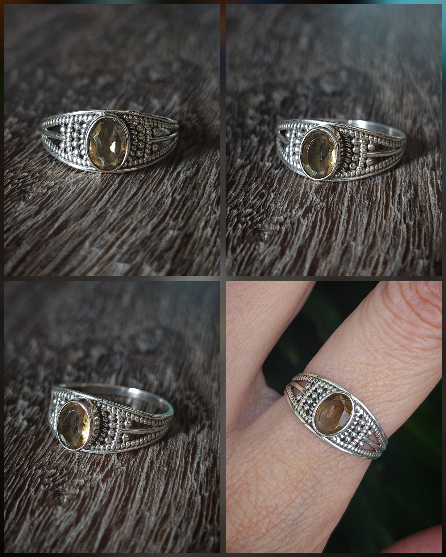 Faceted citrine 925 sterling silver ring size: circumference 56 mm