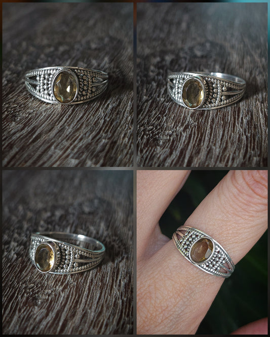 Faceted citrine 925 sterling silver ring size: circumference 56 mm