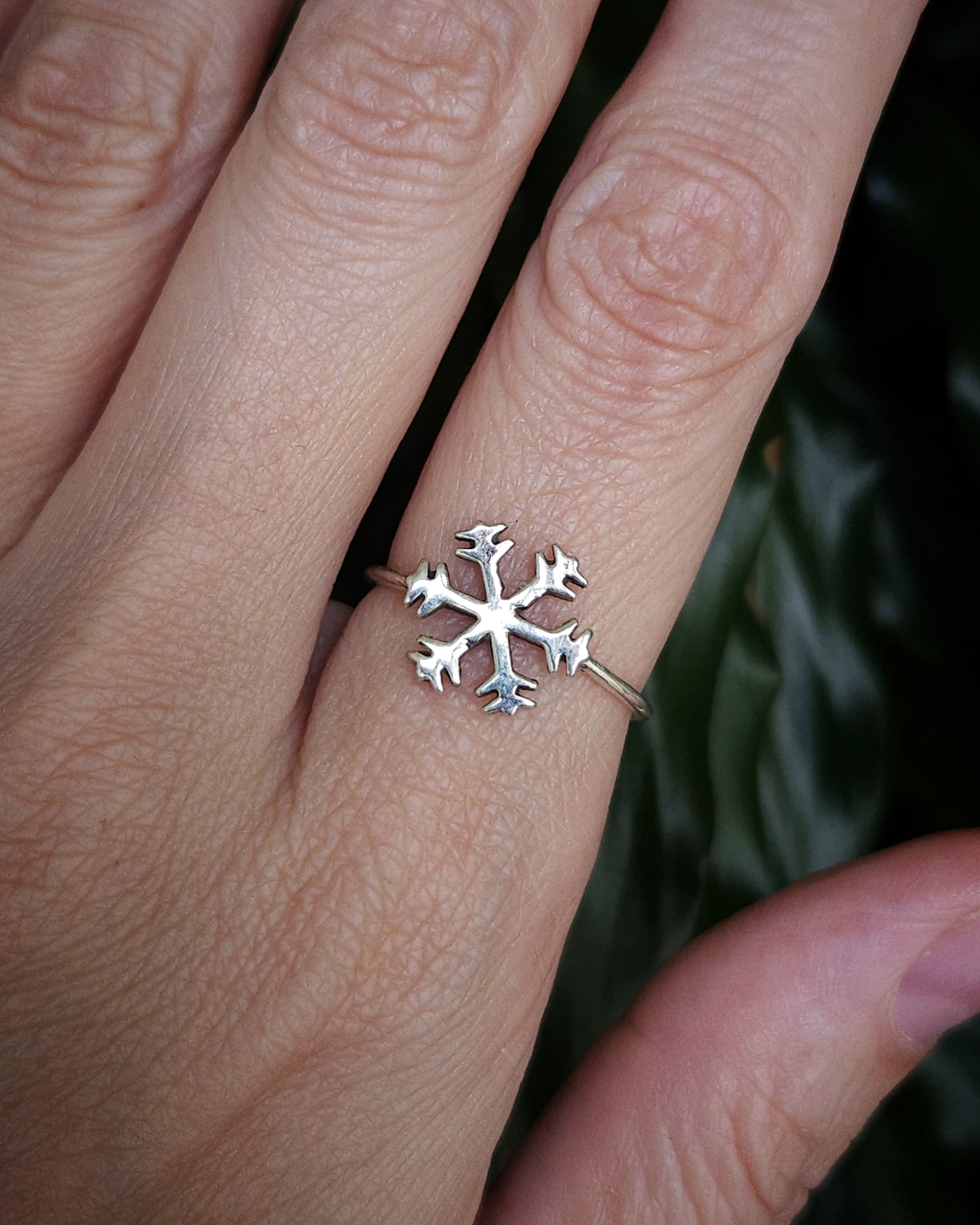 Snowflake 925 sterling silver ring Indian size 18.5 (inner circumference 58.5 mm)