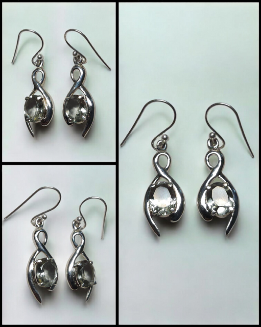 Gefacceteerde groene amethist 925 sterling zilveren oorbellen