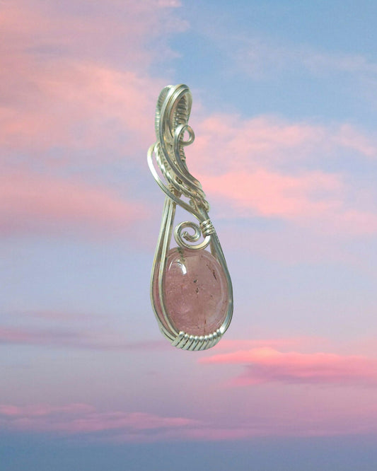 Roze toermalijn 925 sterling zilver wire wrap