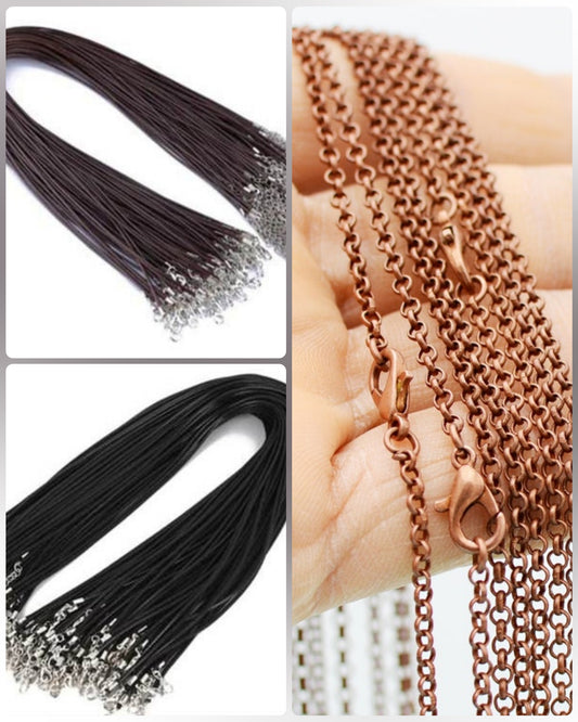 Chain or cord choices for antique copper pendants