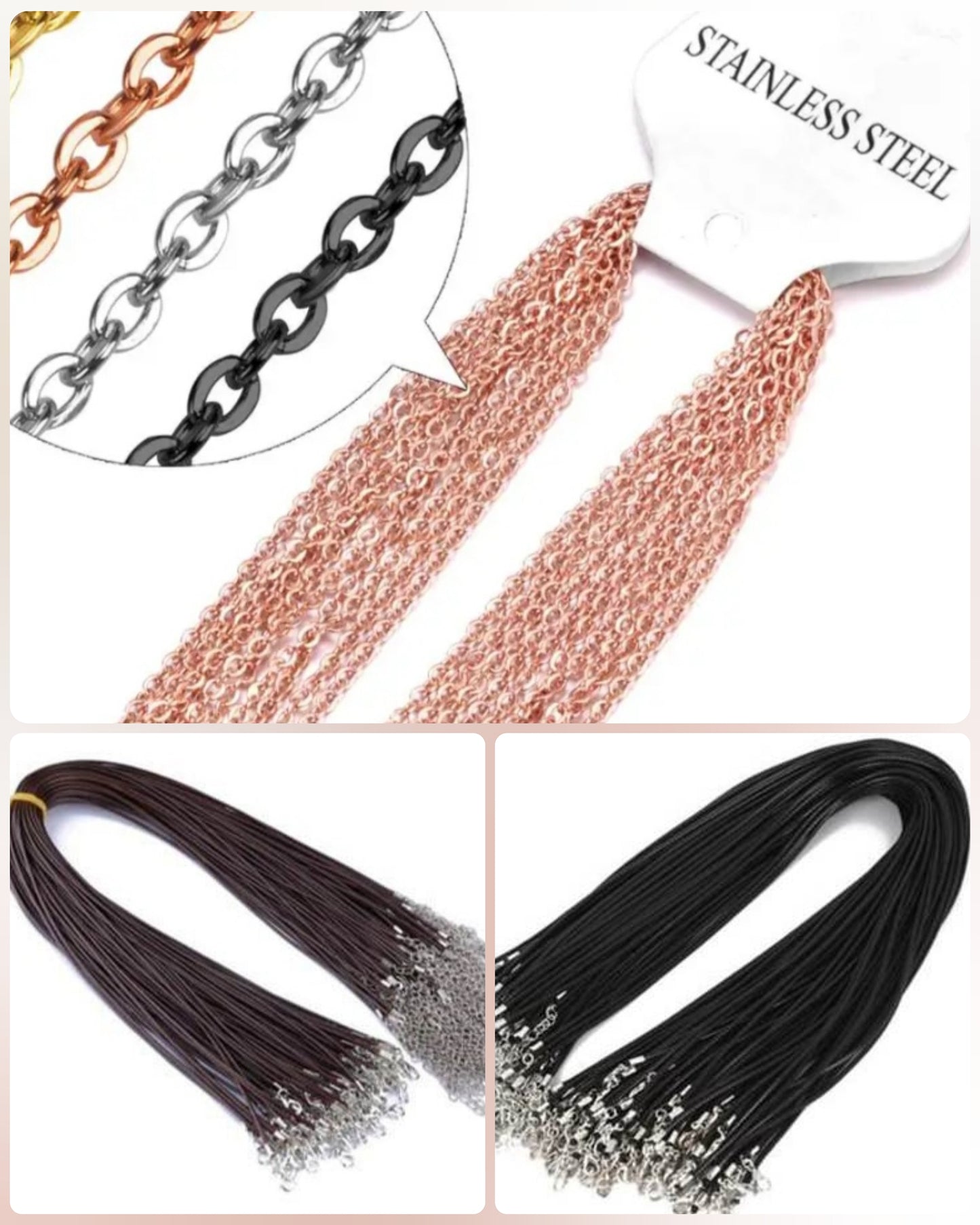 Chain or cord choices for 14k rose gold fill pendants