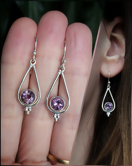 Gefacceteerde amethist 925 sterling zilveren oorbellen