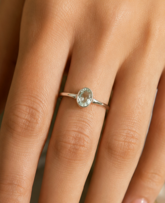 Groene gefacceteerde amethist 925 sterling zilveren ring