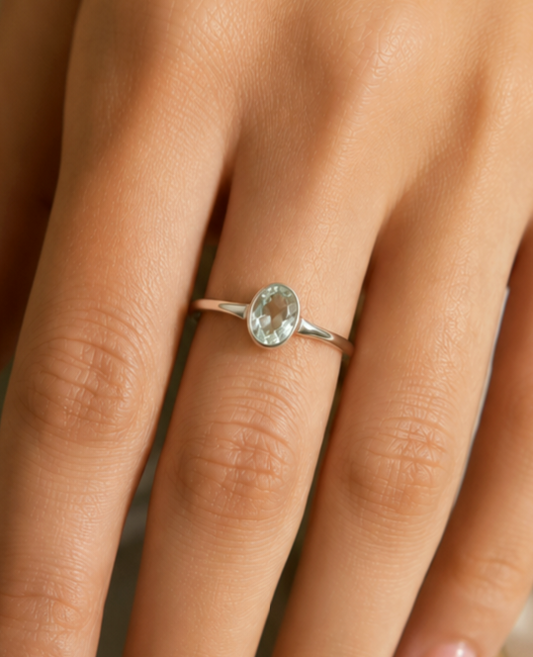 Groene gefacceteerde amethist 925 sterling zilveren ring